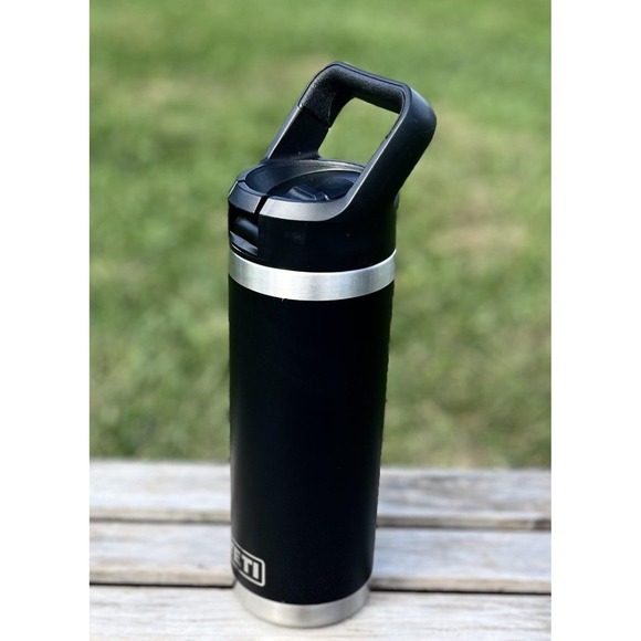 YETI Rambler Bottle 18 oz Black Stainless Steel with Straw Cap Vacuum Insulated - Picture 3 of 7